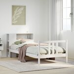 vidaXL Lit bibliothèque sans matelas blanc 90x200cm bois de pin massif