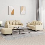 vidaXL Ensemble de canapés 3 Pièces avec coussins Crème Tissu
