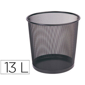 Corbeille à papier q-connect maille métallique 13l 265mm diamètre hauteur 280mm coloris noir