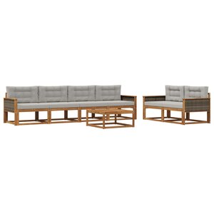 vidaXL Ensemble de canapés d'extérieur 7 Pièces Naturel et Gris clair