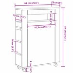 vidaXL Cabinet de Salle de Bain Étroite Chêne noir 65 x 23 x 87 cm