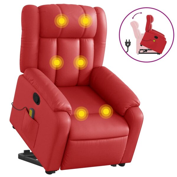 vidaXL Fauteuil inclinable de massage Rouge Similicuir