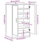 vidaXL Armoire à chaussures Noir 60x35x92 cm Bois d’ingénierie