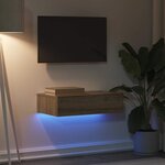 vidaXL Meuble TV avec éclairages LED chêne artisanal 60x35x15 5 cm