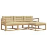 vidaXL Ensemble de canapés d'extérieur 4 pc Blanc et Beige Polyester