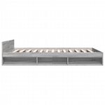 vidaXL Cadre de lit avec tiroirs sans matelas sonoma gris 135x190 cm