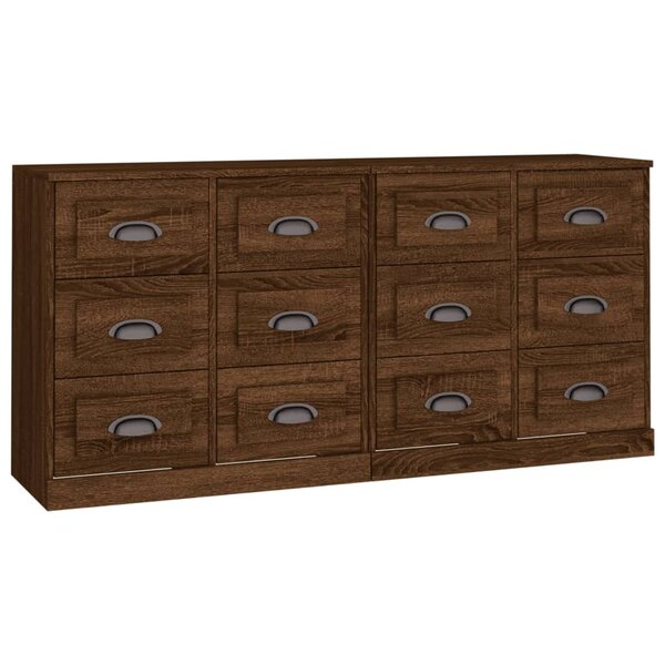 vidaXL Buffets 2 Pièces chêne marron bois d'ingénierie