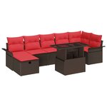 vidaXL Ensemble de canapé de jardin 8 Pièces Marron Poly rotin