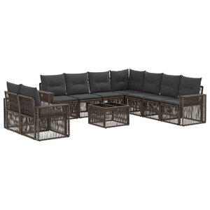 vidaXL Ensemble de canapé de jardin 10 Pièces Gris et Gris foncé