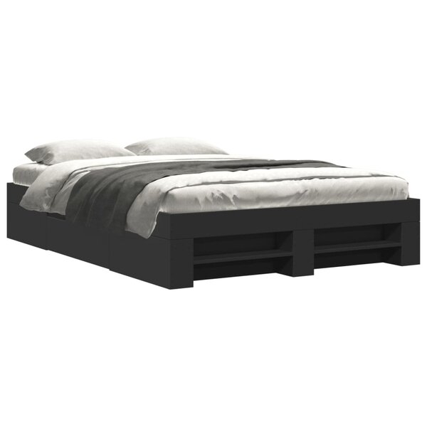 vidaXL Cadre de lit sans matelas noir 120x190 cm bois d'ingénierie