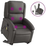 vidaXL Fauteuil inclinable de massage gris cuir véritable