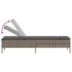 vidaXL Chaise longue avec coussin gris résine tressée