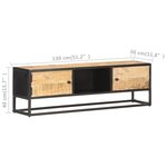 vidaXL Meuble TV avec porte sculptée 130x30x40cm Bois de manguier brut