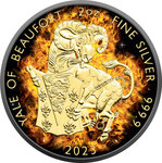 Pièce de monnaie en Argent 5 Pounds g 62.2 (2 oz) Millésime 2023 Burning Royal Tudor Beasts YALE OF BEAUFORT