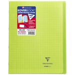 Cahier piqué Koverbook 24x32cm 96 pages grands carreaux PP transparent - Vert CLAIREFONTAINE