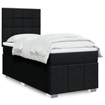 vidaXL Sommier à lattes de lit et matelas Noir 80x200 cm Tissu