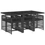 vidaXL Ensemble à manger de jardin coussins 7Pièces Noir Résine tressée