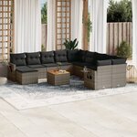 vidaXL Salon de jardin avec coussins 12 Pièces gris résine tressée