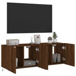 vidaXL Meubles TV muraux lumières LED 2 Pièces chêne marron 60x35x41 cm