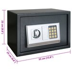 vidaXL Coffre-fort numérique électronique gris foncé 35x25x25 cm en acier