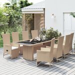 vidaXL Ensemble à manger de jardin et coussins 9 Pièces beige Poly rotin