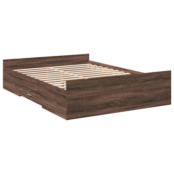 vidaXL Cadre de lit et tiroirs chêne marron 140x190 cm bois ingénierie