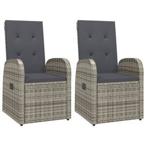 vidaXL Chaises de jardin inclinables coussins lot de 2 Résine tressée