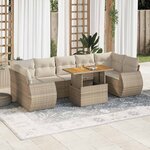 vidaXL Salon de jardin avec coussins 8 Pièces beige résine tressée