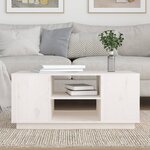 vidaXL Table basse Blanc 90x49x40 5 cm Bois massif de pin