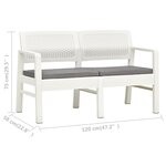 vidaXL Banc de jardin à 2 places et coussins 120 cm Plastique Blanc