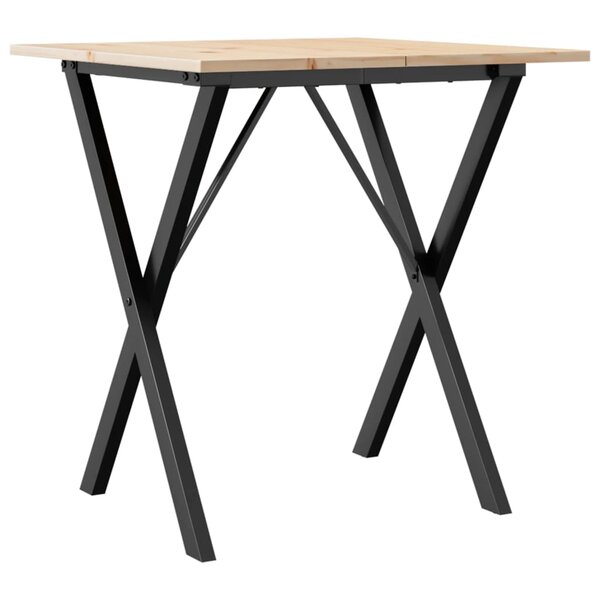 vidaXL Table à manger cadre en X 70x70x75 cm bois de pin massif fonte