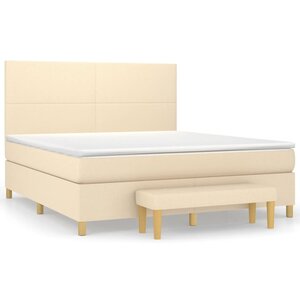 vidaXL Sommier à lattes de lit avec matelas Crème 180x200 cm Tissu