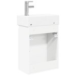 vidaXL Meuble de salle de bain avec robinet Blanc 45 5 x 22 5 x 84 cm