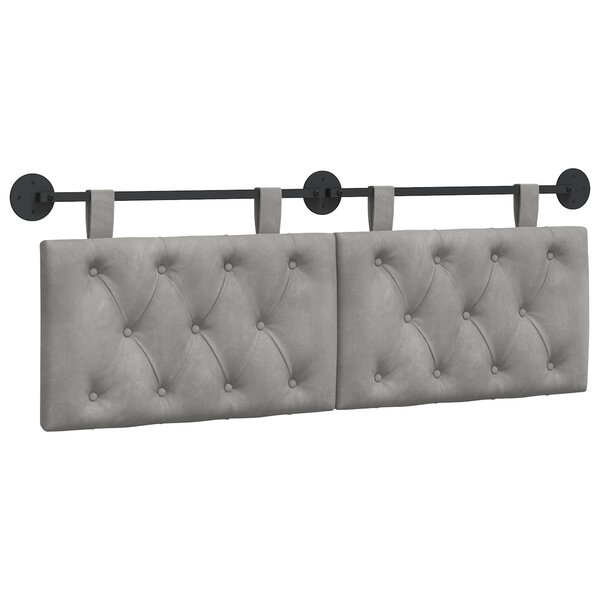 vidaXL Tête de lit suspendue Gris clair Velours