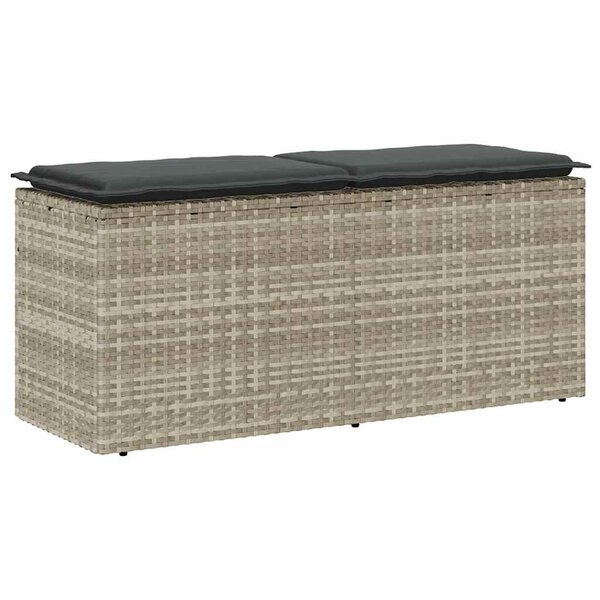 vidaXL Banc de jardin coussin gris clair 110x40x44 cm résine tressée