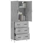 vidaXL Buffet haut Gris béton 69 5x34x180 cm Bois d'ingénierie