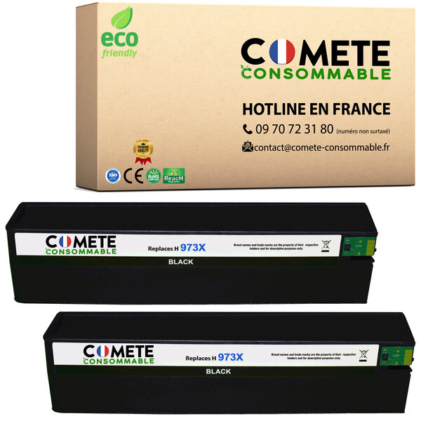 973X - 2 cartouches de toner compatible HP 973X Noir - Entreprise française - pour HP PageWide Managed MFP P57750, P55250; PageWide Pro 452, 477, MFP 477