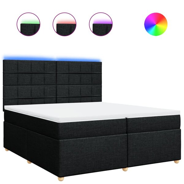 vidaXL Sommier à lattes de lit avec matelas Noir 200x200 cm Tissu
