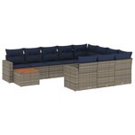 vidaXL Salon de jardin 11 Pièces avec coussins gris résine tressée