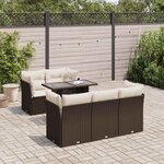 vidaXL Salon de jardin avec coussins 6 Pièces marron résine tressée
