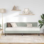 vidaXL Cadre de lit d'angle avec matelas 2 Pièces Gris clair Velours