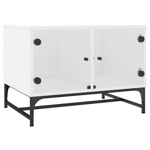 vidaXL Table basse avec portes en verre blanc 68 5x50x50 cm