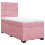 vidaXL Sommier à lattes de lit avec matelas Rose 100x200 cm Velours