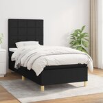 vidaXL Sommier à lattes de lit avec matelas Noir 90x190 cm Tissu