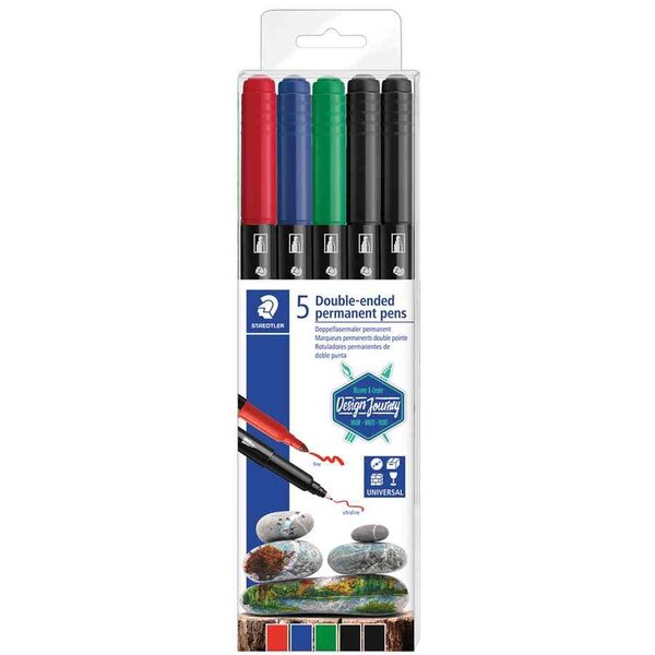 Feutre double pointe permanent  étui de 5 staedtler