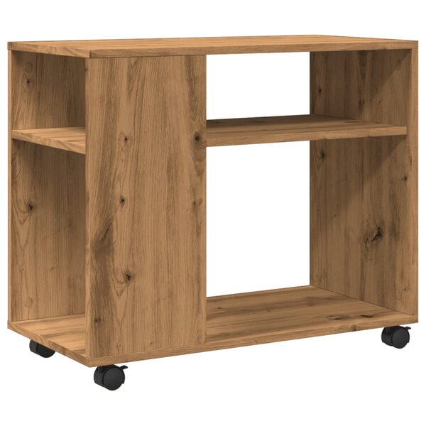 vidaXL Table d'appoint avec roues chêne artisanal bois d'ingénierie