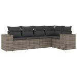 vidaXL Salon de jardin 5 Pièces avec coussins gris résine tressée