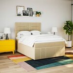 vidaXL Sommier à lattes de lit avec matelas Crème 160x200 cm Tissu