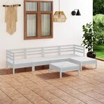 vidaXL Salon de jardin 6 Pièces Bois de pin massif Blanc