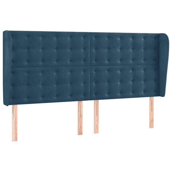 vidaXL Tête de lit avec oreilles Bleu foncé 203x23x118/128 cm Velours